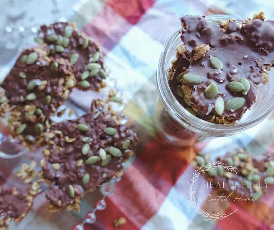 Healthier version of Trader Joes' Pumpkin Spice Granola Bark. This recipe takes almost no hands on time and is a healthy and delicious treat for the whole family!