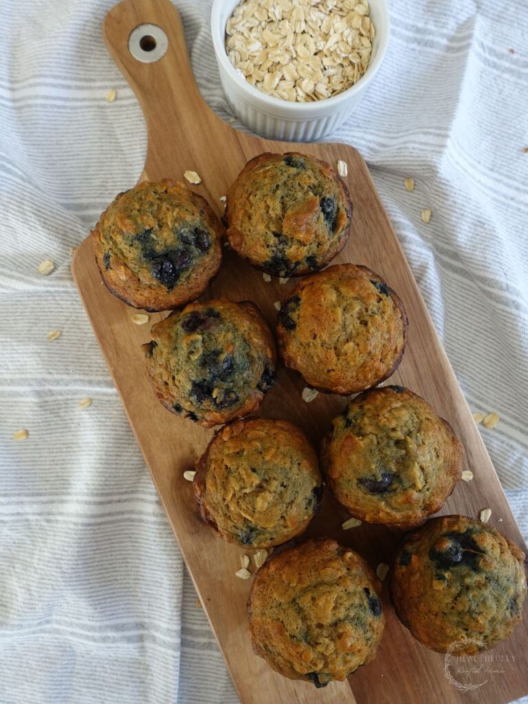 Banana Blueberry Oatmeal Muffins
