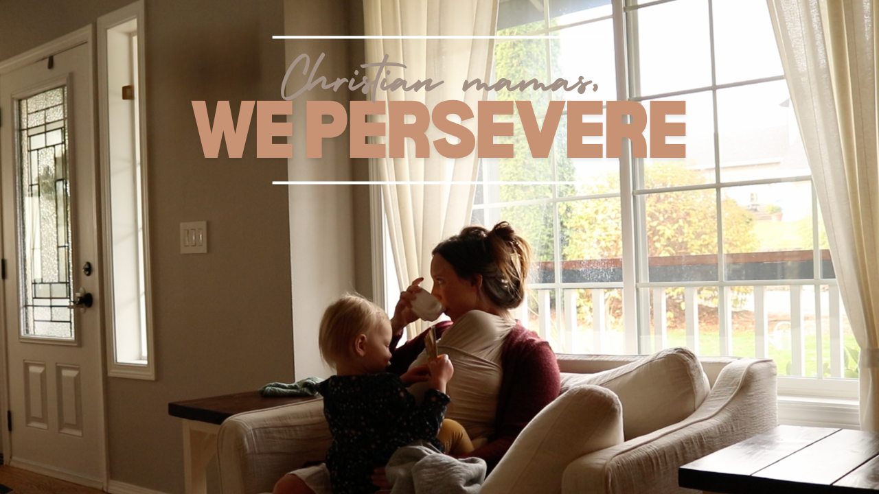 christian homemaker drinking coffee with her toddler on her lap
