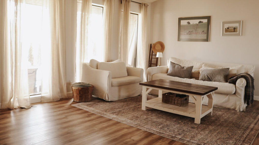 Bright, airy living room