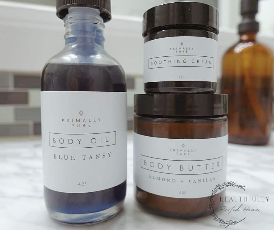 toxin free body oil body butter and soothing face cream by primally pure