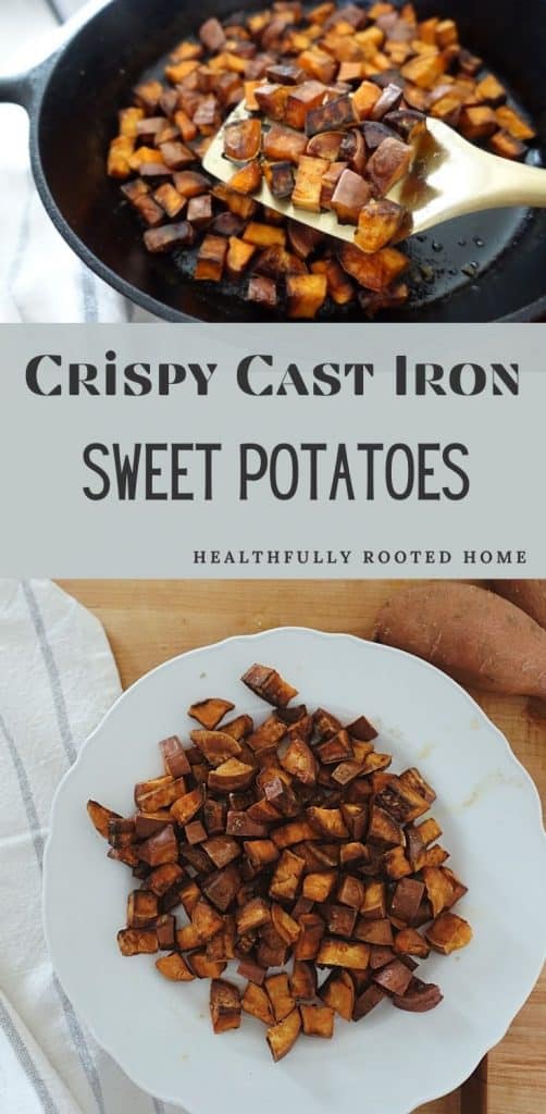 How to cook crispy sauteed sweet potatoes every single time in a cast iron skillet.