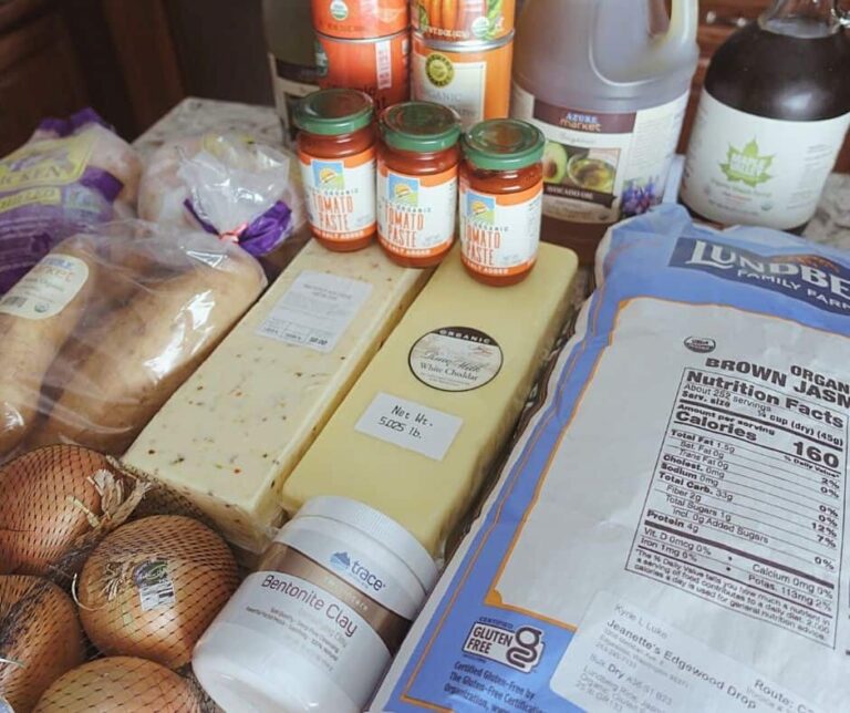 fully stocked kitchen pantry, fridge, and freezer with Azure Standard