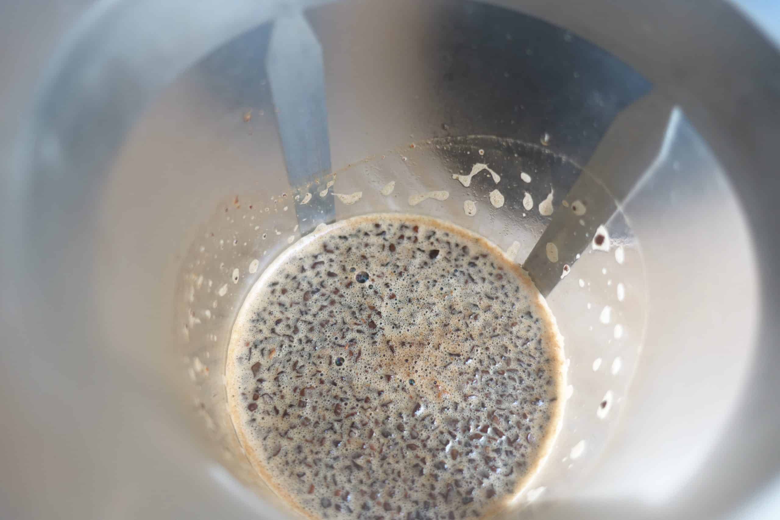 french press coffee after final pour showing crema