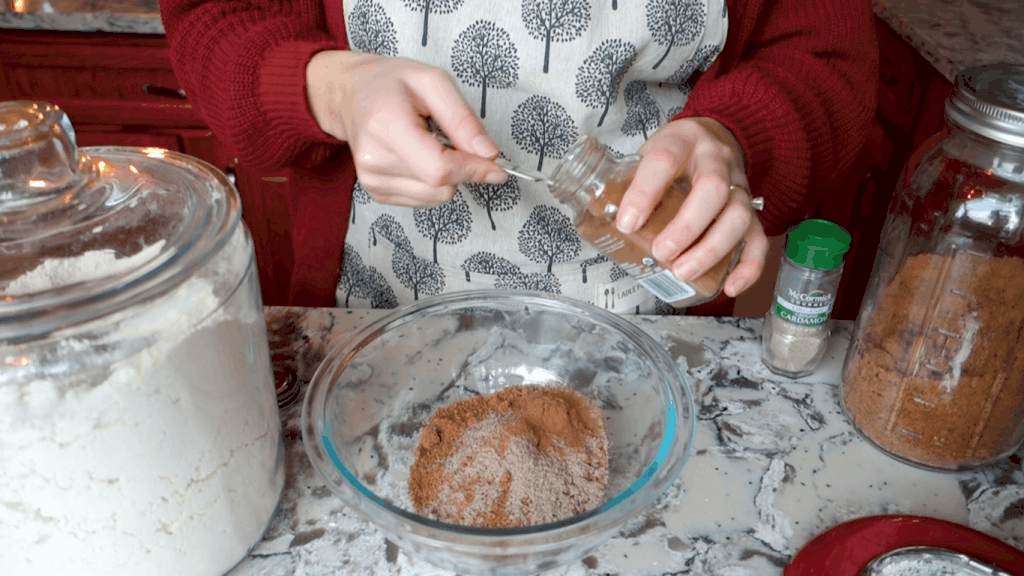 making the cardamom filling for a sourdough loaf