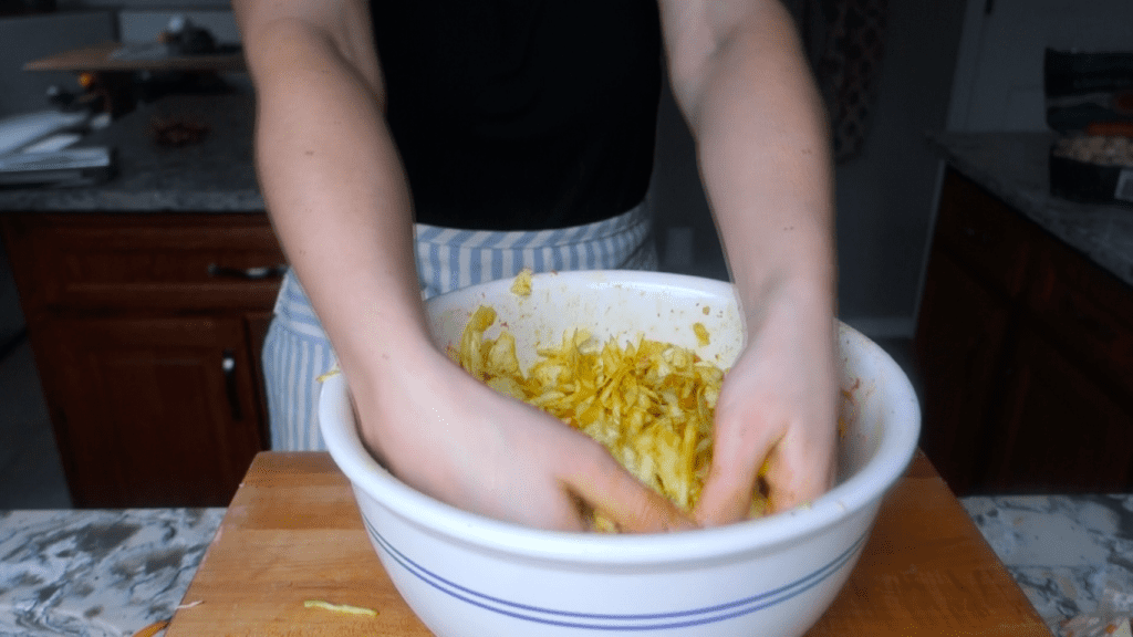 massaging curry kraut