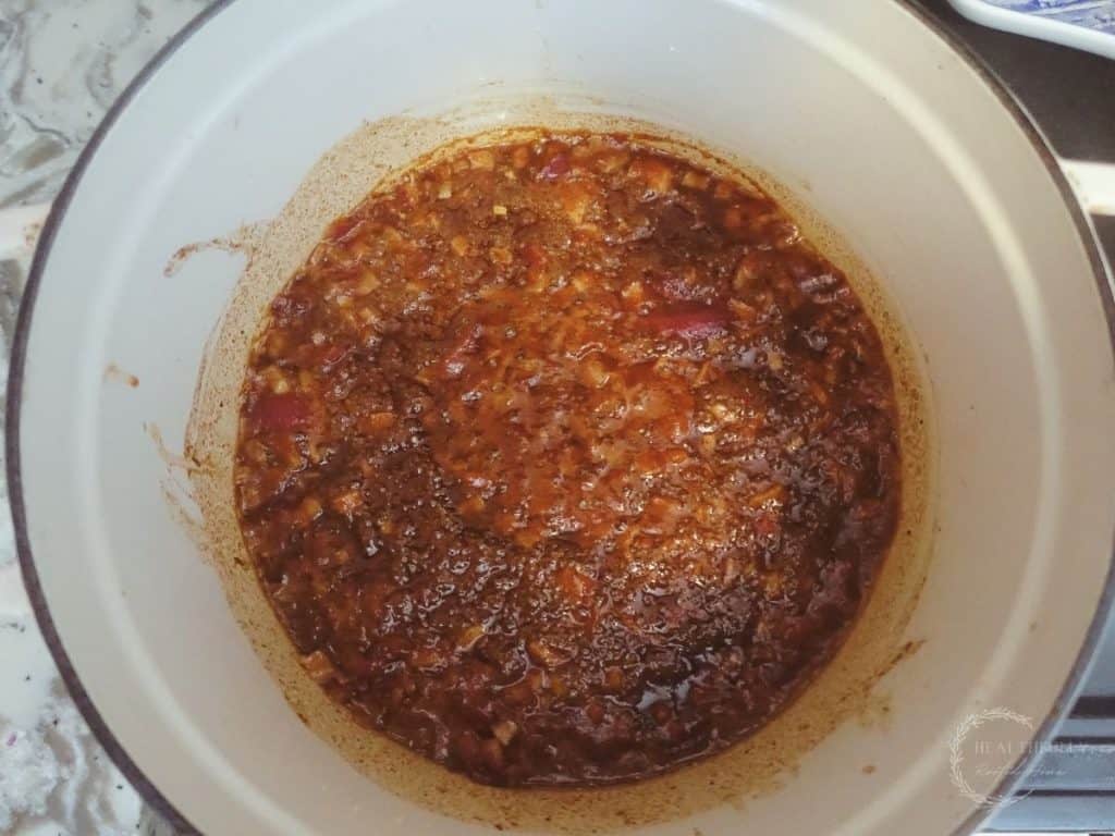chutney in a white dutch oven