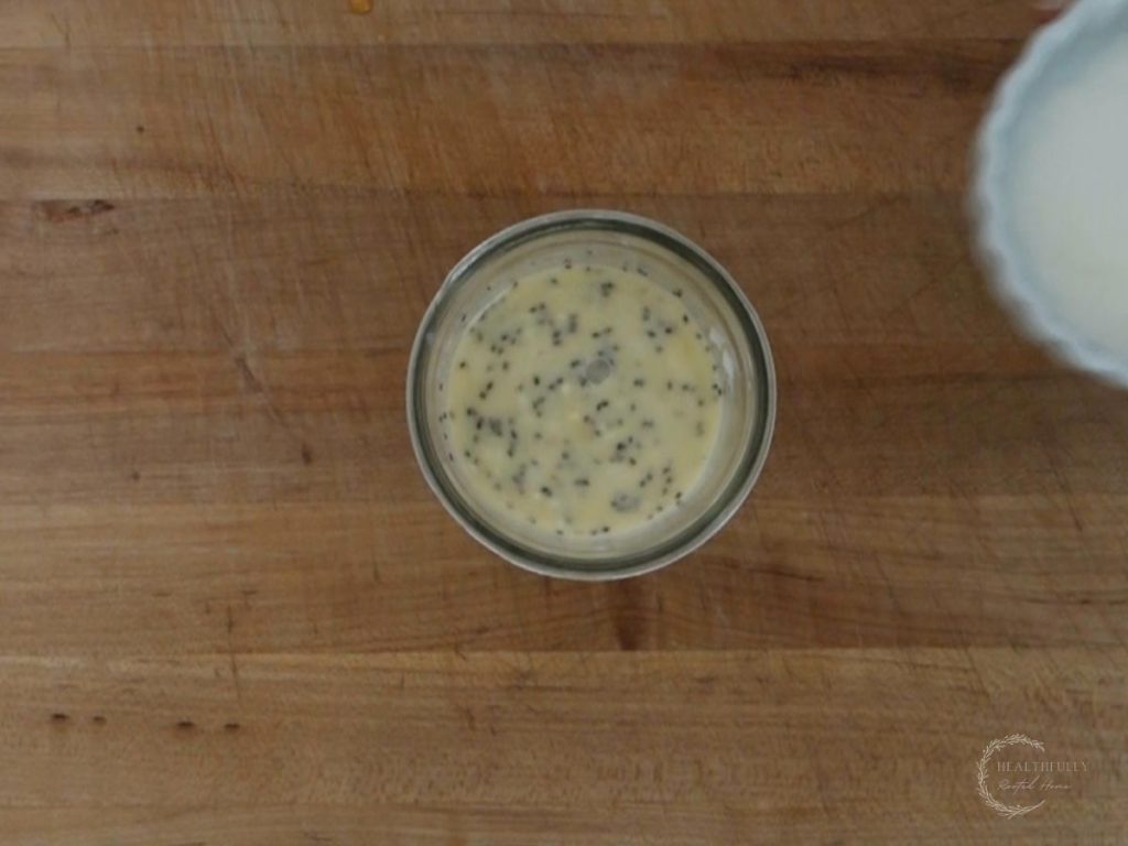liquid for overnight oats in a mason jar blended together