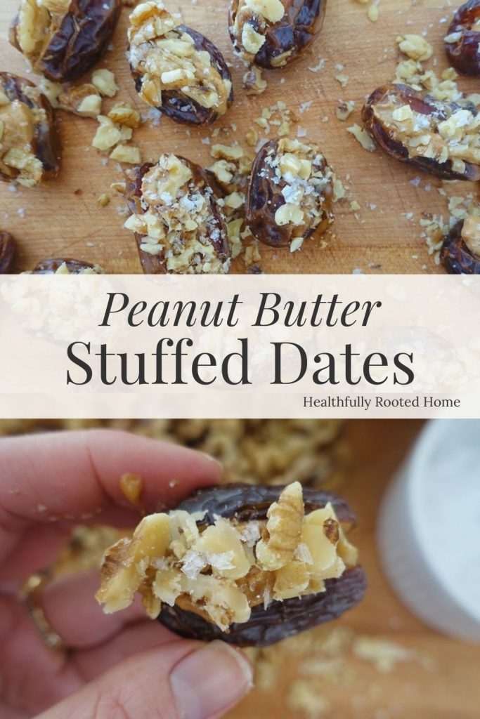 Peanut butter stuffed dates are an easy snack and totally customizable.