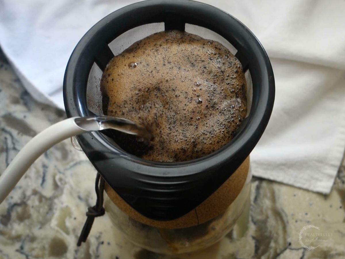 second pour hand drip starting inside
