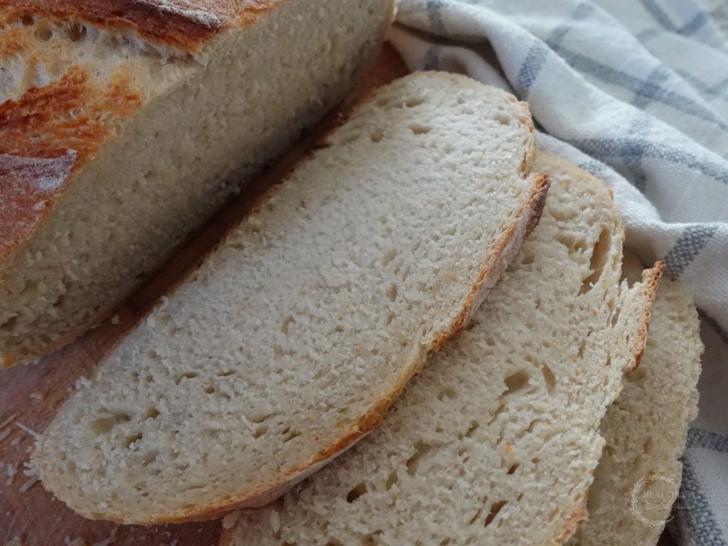 slices of sourdough discard bread with a pillowy soft inside