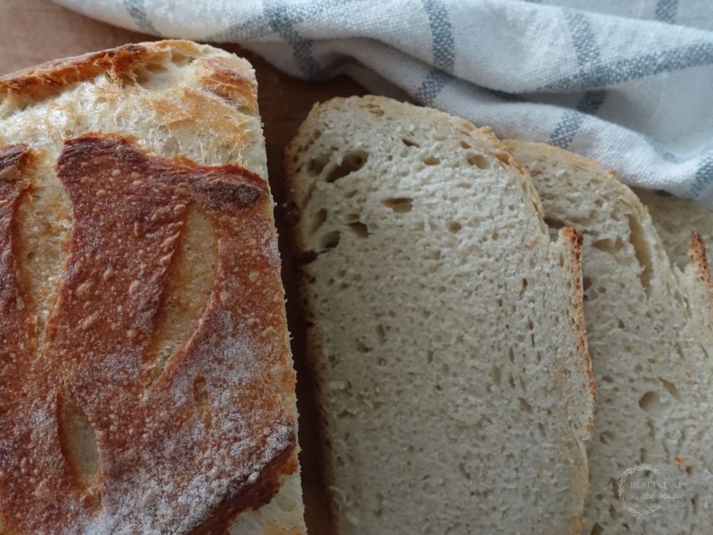 close up of sliced sourdough discard bread slices