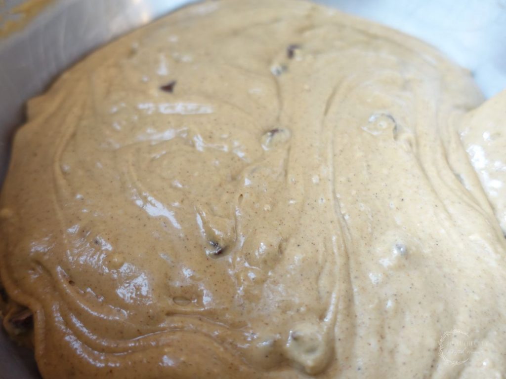 sourdough discard muffin batter mixed up in a bowl