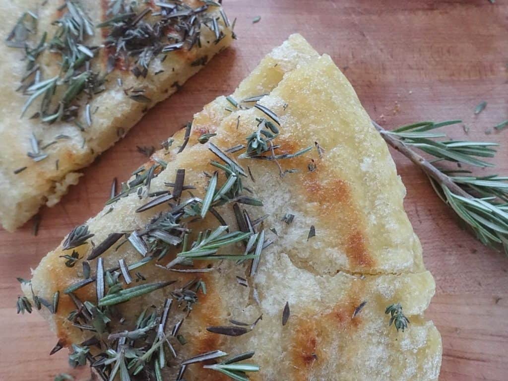 sourdough flatbread with herbs