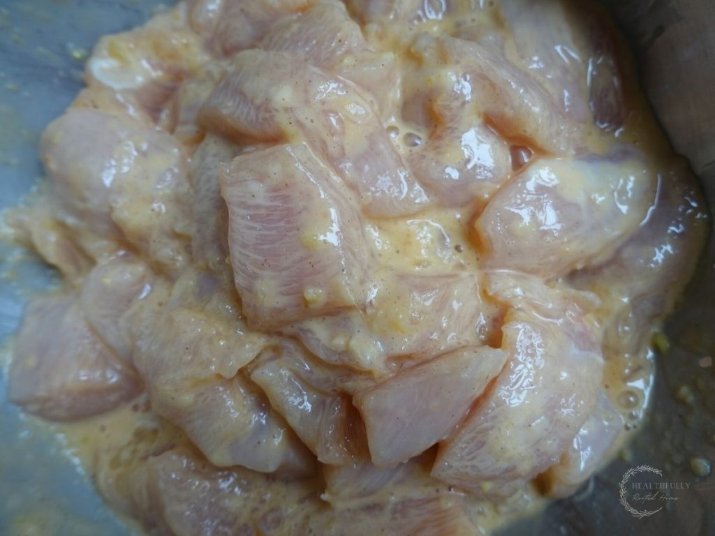manchurian chicken marinade in a bowl resting for 30 minutes