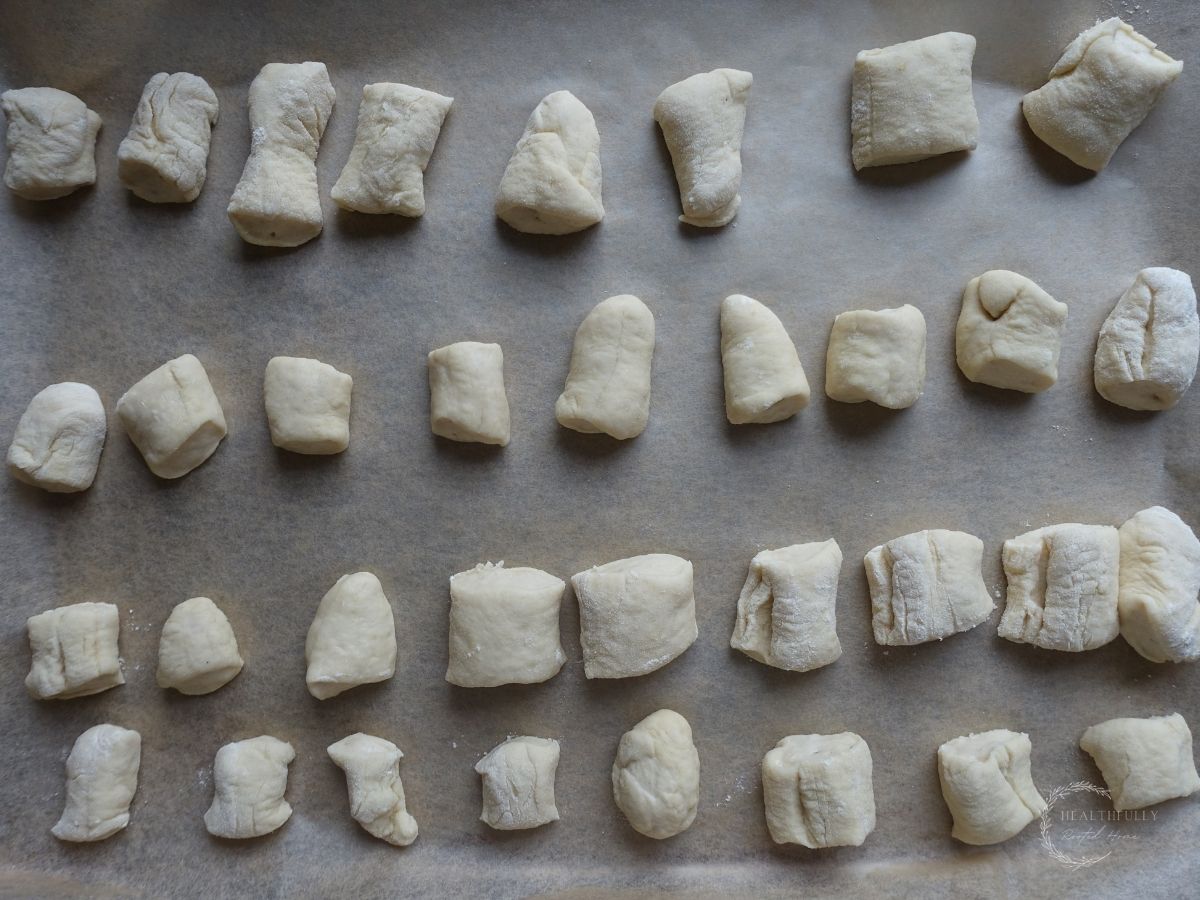 sourdough pretzel bite dough after shaping and prior to their final rise